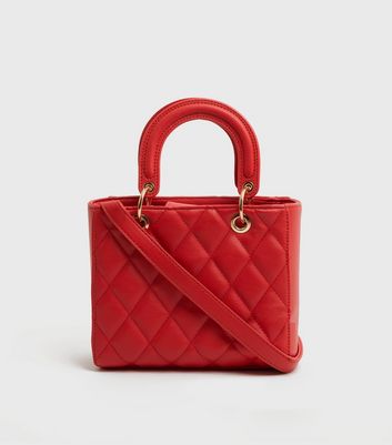 Red Quilted Leather Look Cross Body Bag New Look