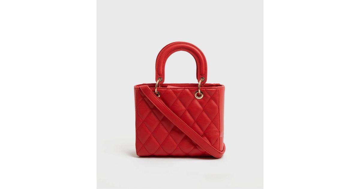 Red Quilted LeatherLook Cross Body Bag New Look