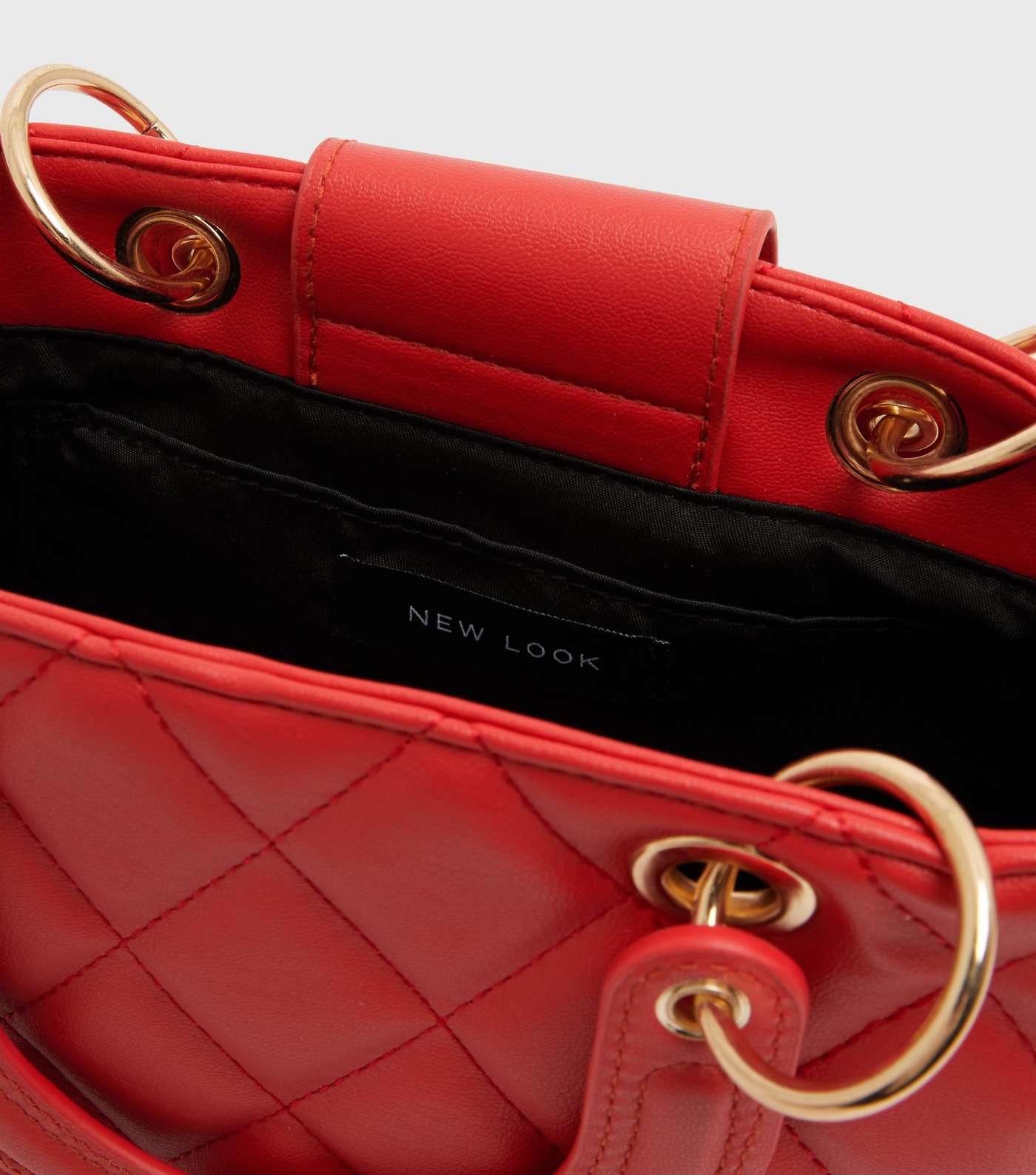 Red Quilted Leather-Look Cross Body Bag Image 4