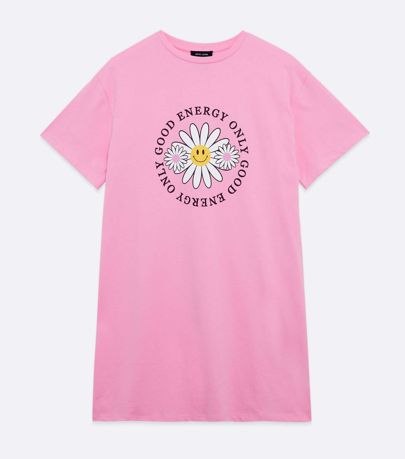 Pink Floral Good Energy Logo T-Shirt Dress Image 5