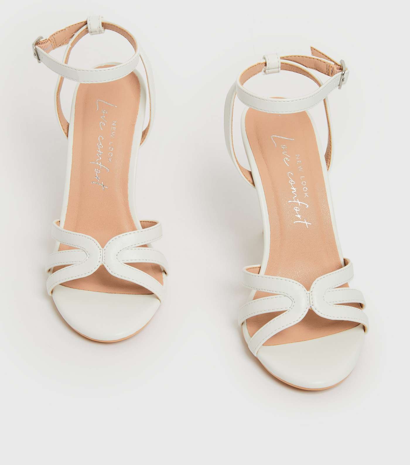 White Caged Stiletto Heel Sandals Image 3