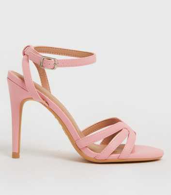Pink Caged Stiletto Heel Sandals