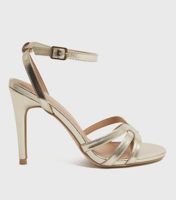 New Look strappy heeled sandal with flared heel in green | ASOS