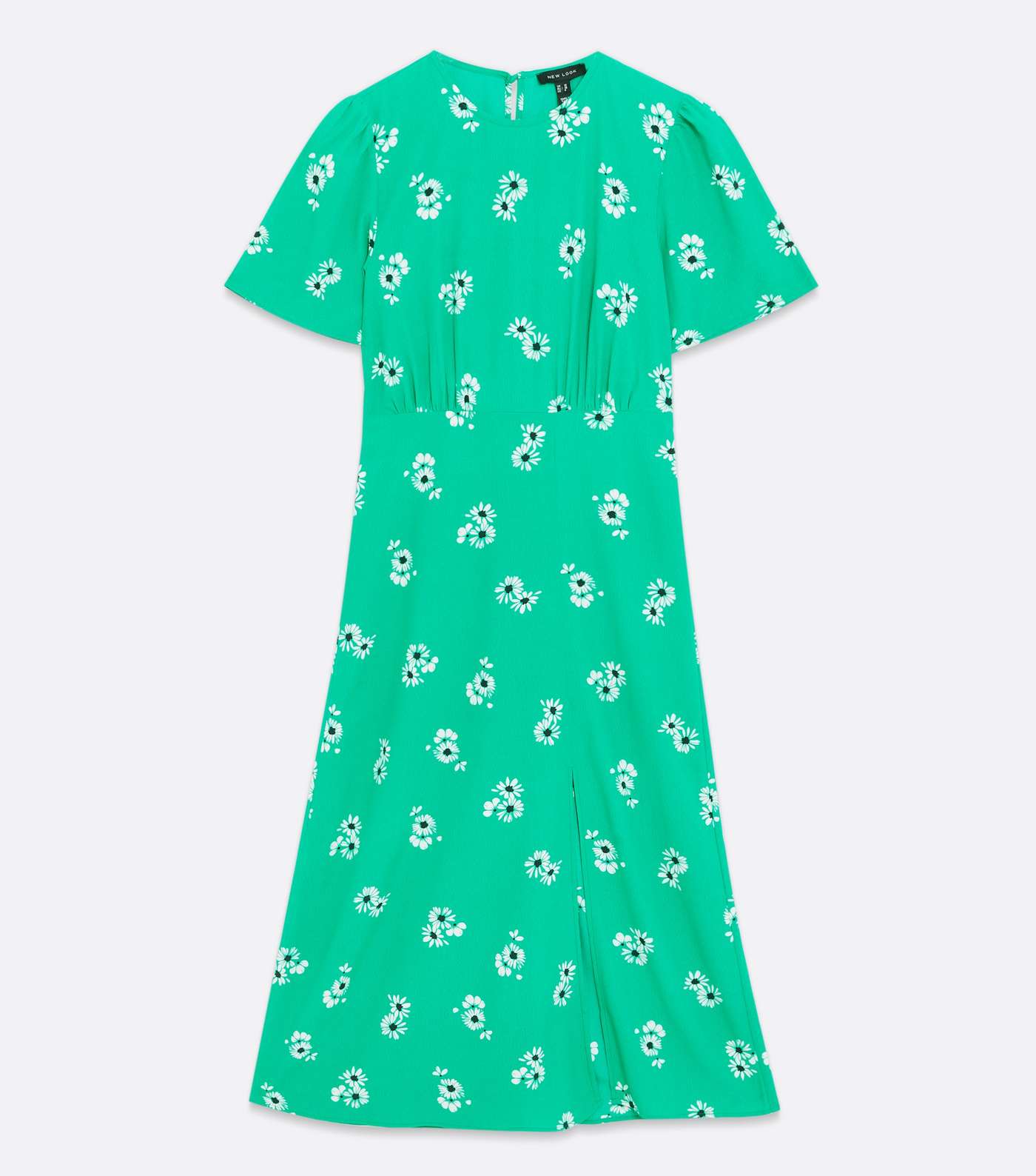 Green Daisy Flutter Sleeve Split Midi Dress Image 5