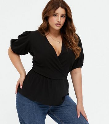 new look black peplum top