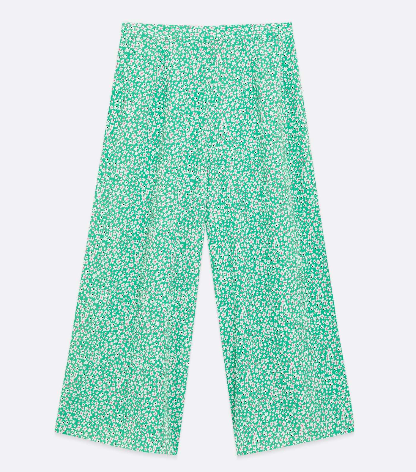 Green Ditsy Floral Wide Leg Crop Trousers Image 5