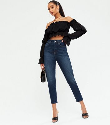Click to view product details and reviews for Na Kd Blue Rinse Wash Comfort Mom Jeans New Look.