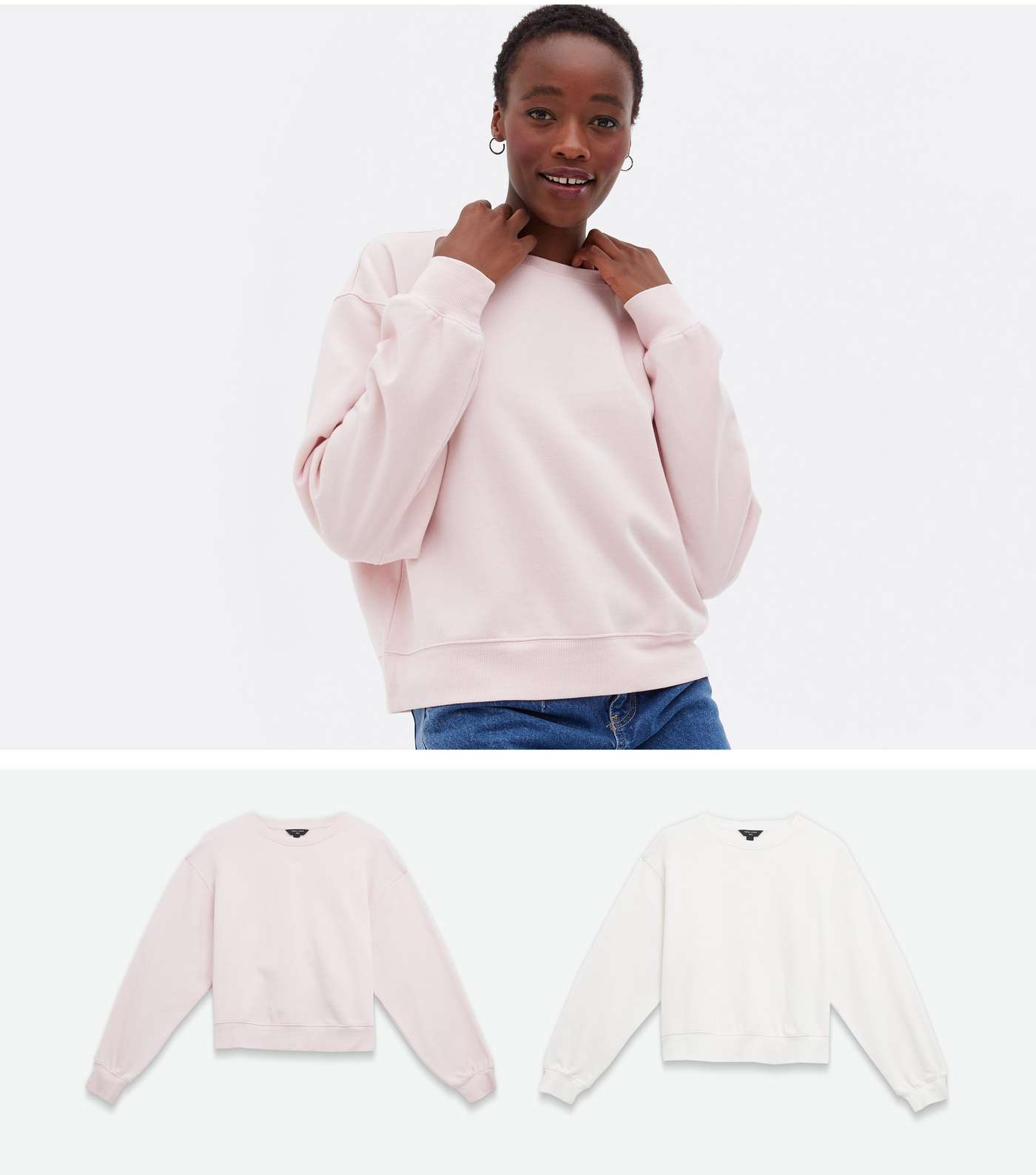 Tall 2 Pack Pale Pink and White Crew Sweatshirts