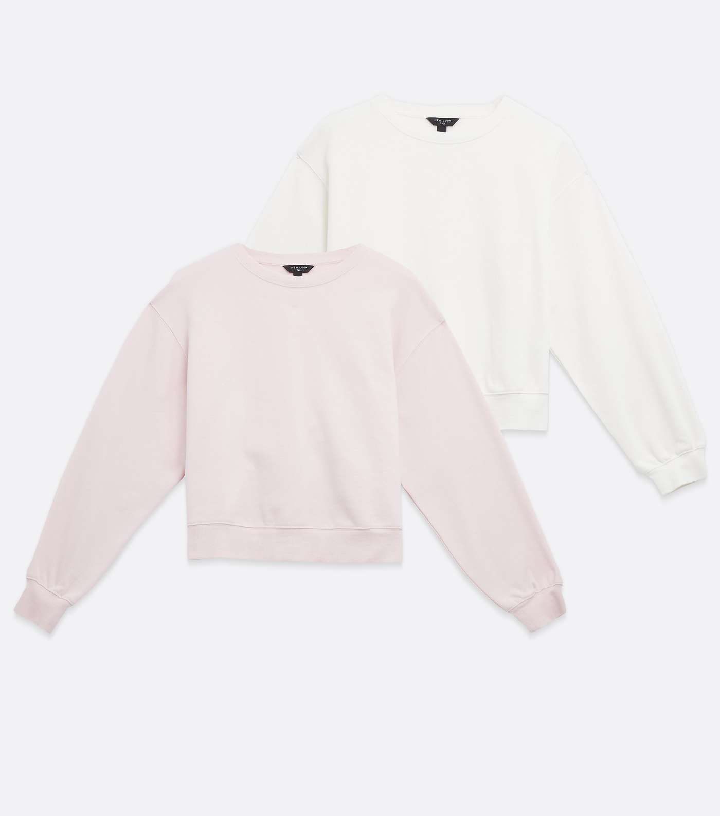 Tall 2 Pack Pale Pink and White Crew Sweatshirts Image 5