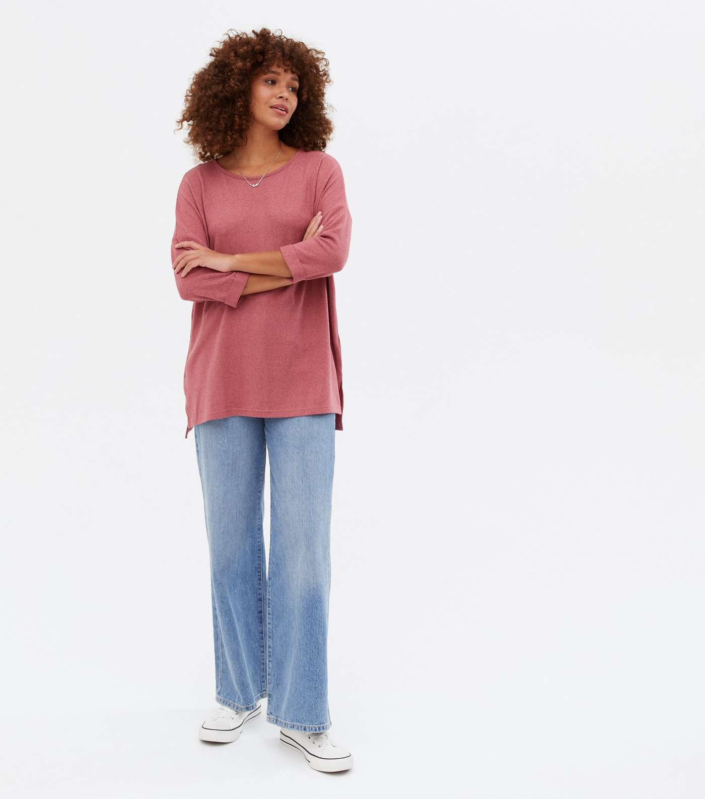 Mid Pink Soft Fine Knit Oversized Top Image 2