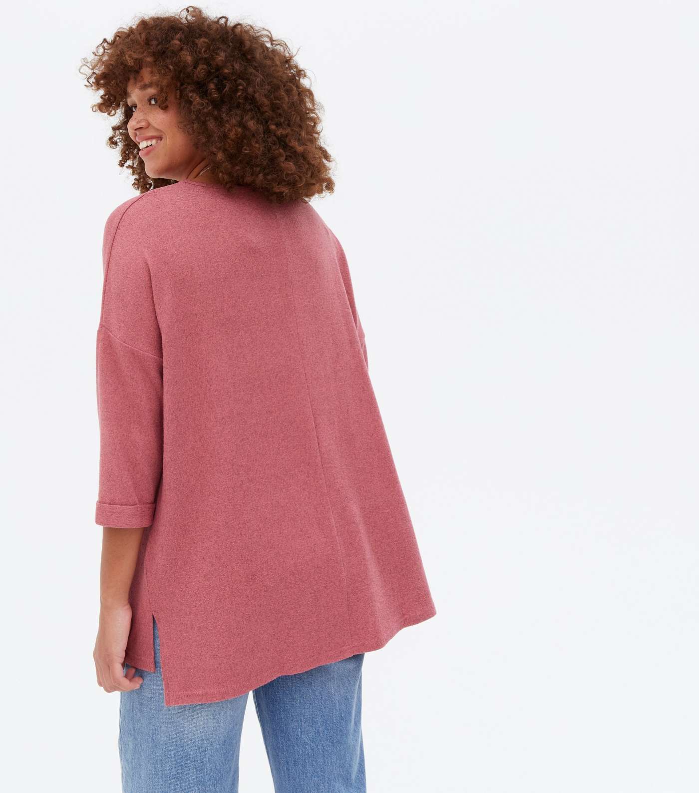 Mid Pink Soft Fine Knit Oversized Top Image 4