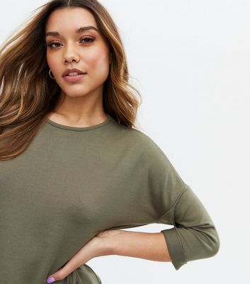 Click to view product details and reviews for 2 Pack Khaki And Grey Fine Knit 3 4 Sleeve Long Tops New Look.