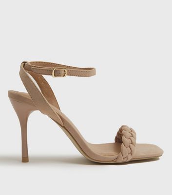 River Island strappy heeled sandal in cream | ASOS