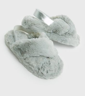 Faux fur slingback online slippers