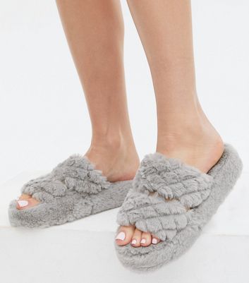 new look grey slippers