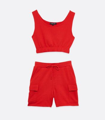 Cameo Rose Red Utility Crop Top and Shorts Set | New Look