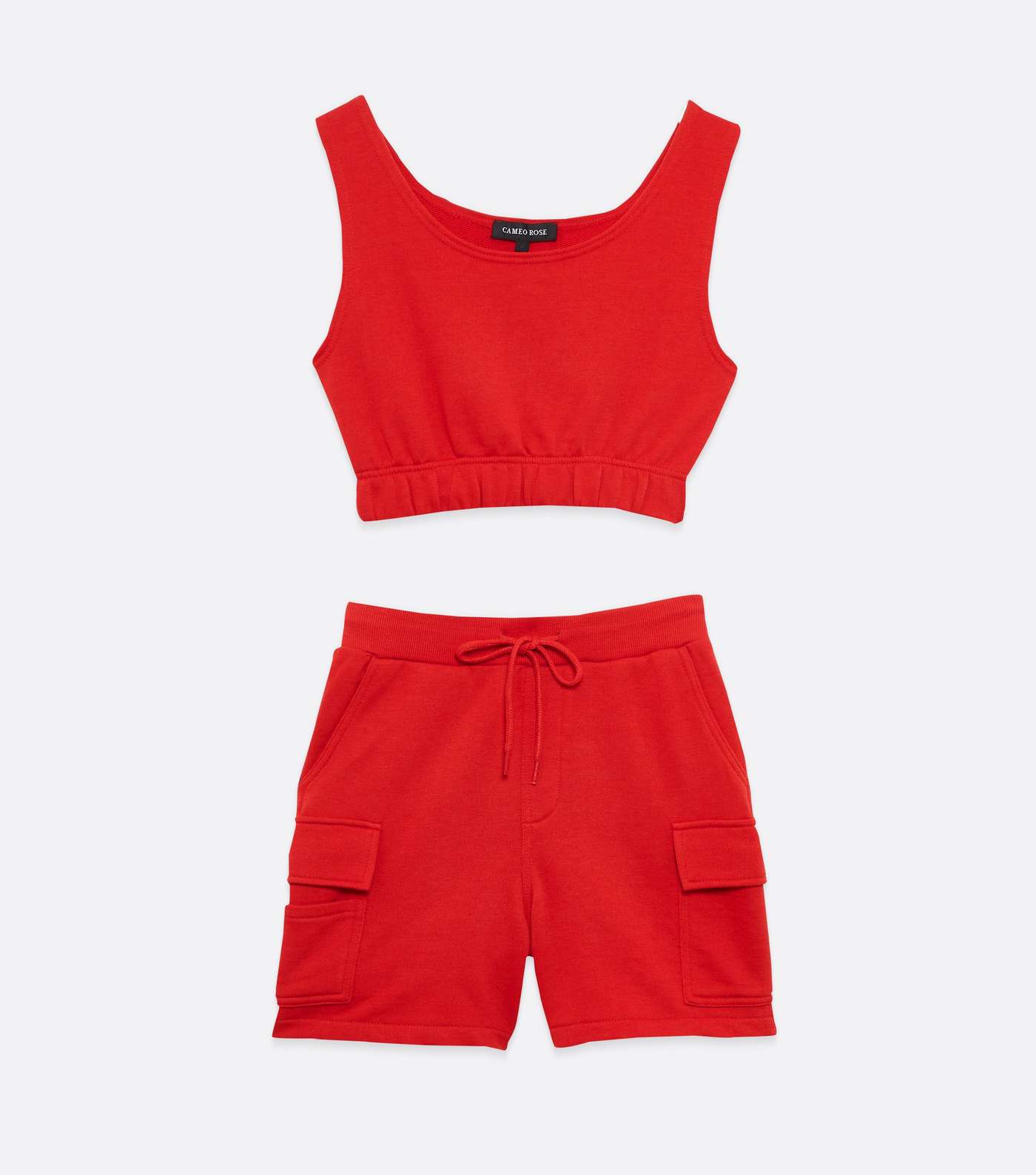 Cameo Rose Red Utility Crop Top and Shorts Set Image 5