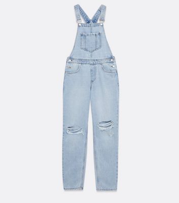 Women Blue Monster Knee Patch Dungarees