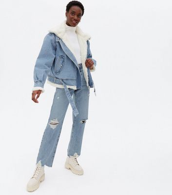 Jean fluffy outlet jacket