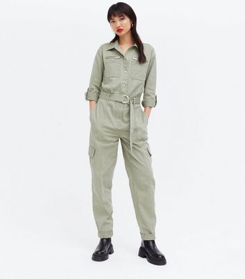 khaki utility jumpsuit