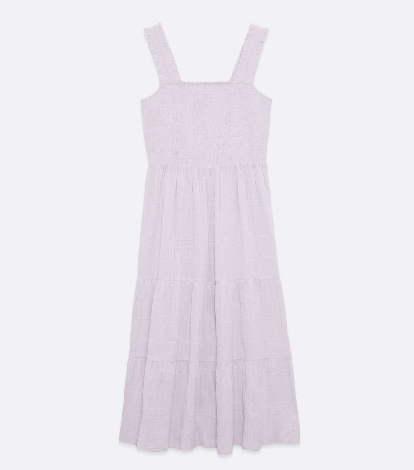 Lilac Shirred Tiered Midi Dress Image 5