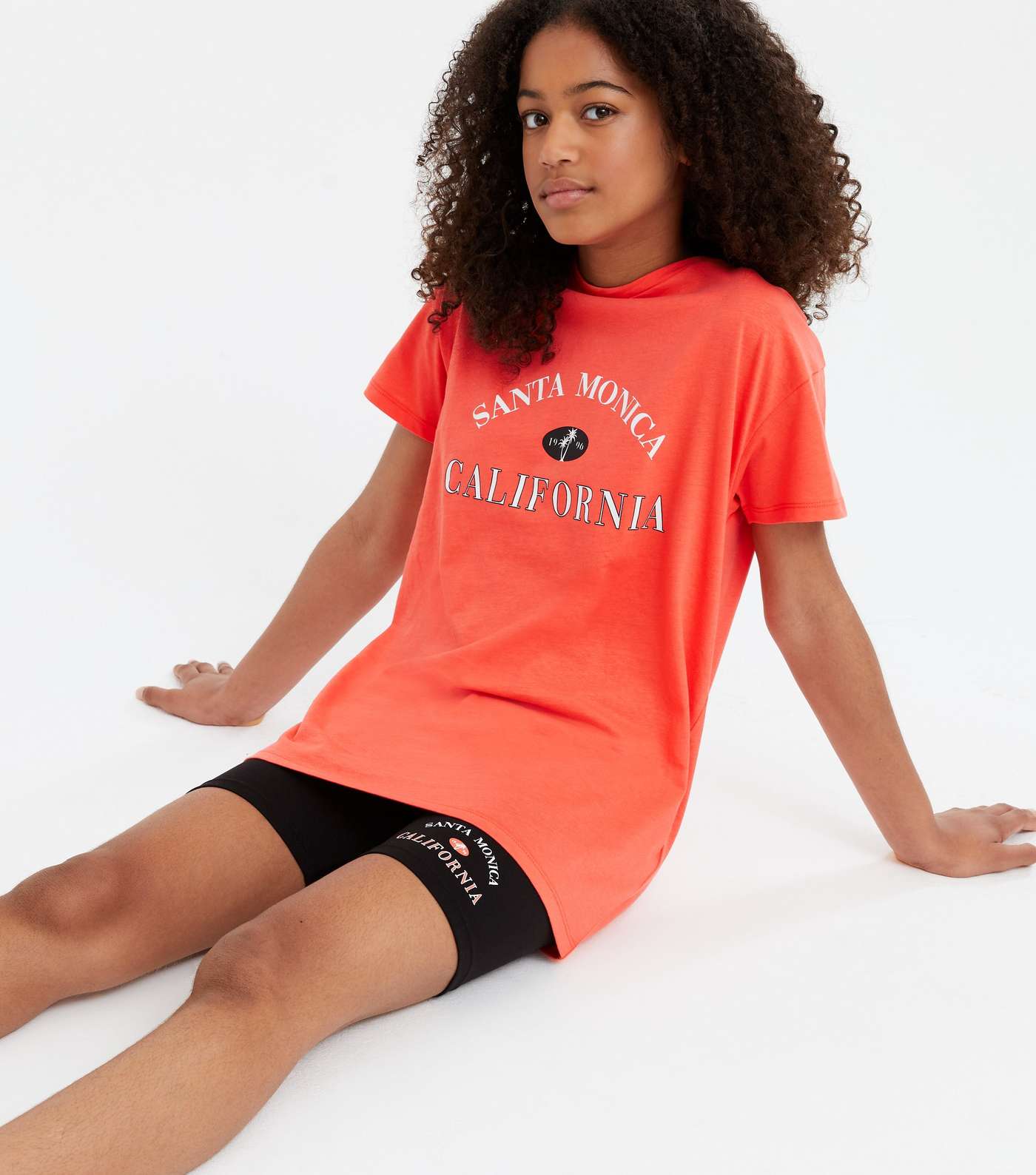 Girls Coral Santa Monica T-Shirt and Shorts Set