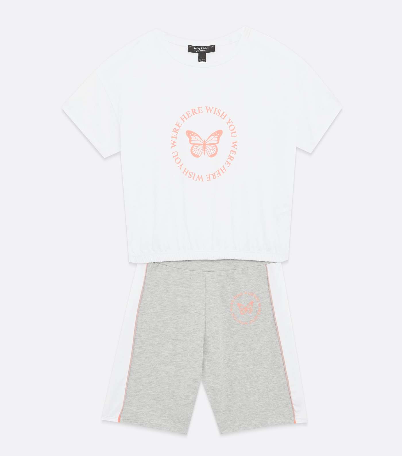 Girls White Butterfly Logo T-Shirt and Short Set Image 5