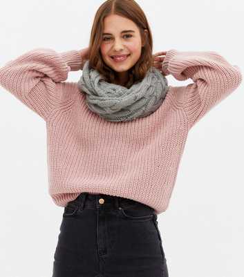 Grey Cable Knit Snood