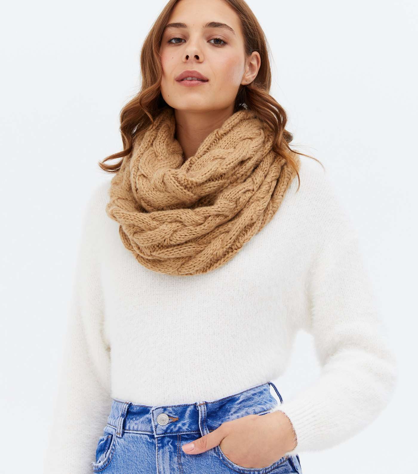 Camel Cable Knit Snood