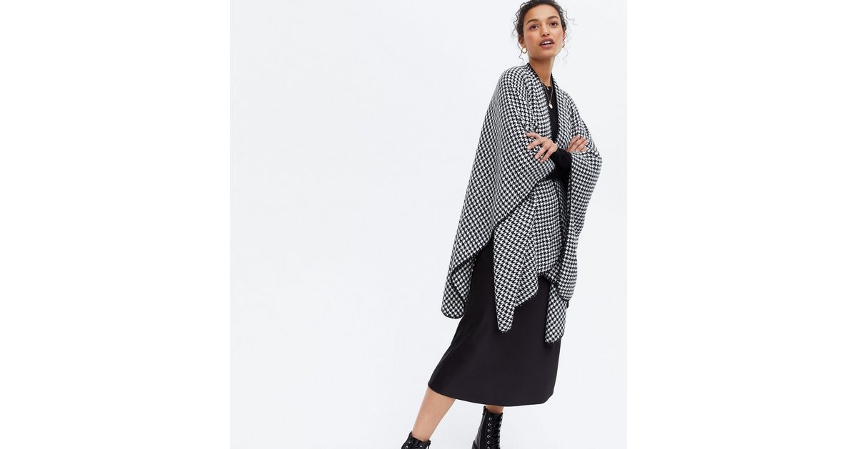 Black Dogtooth Cape New Look