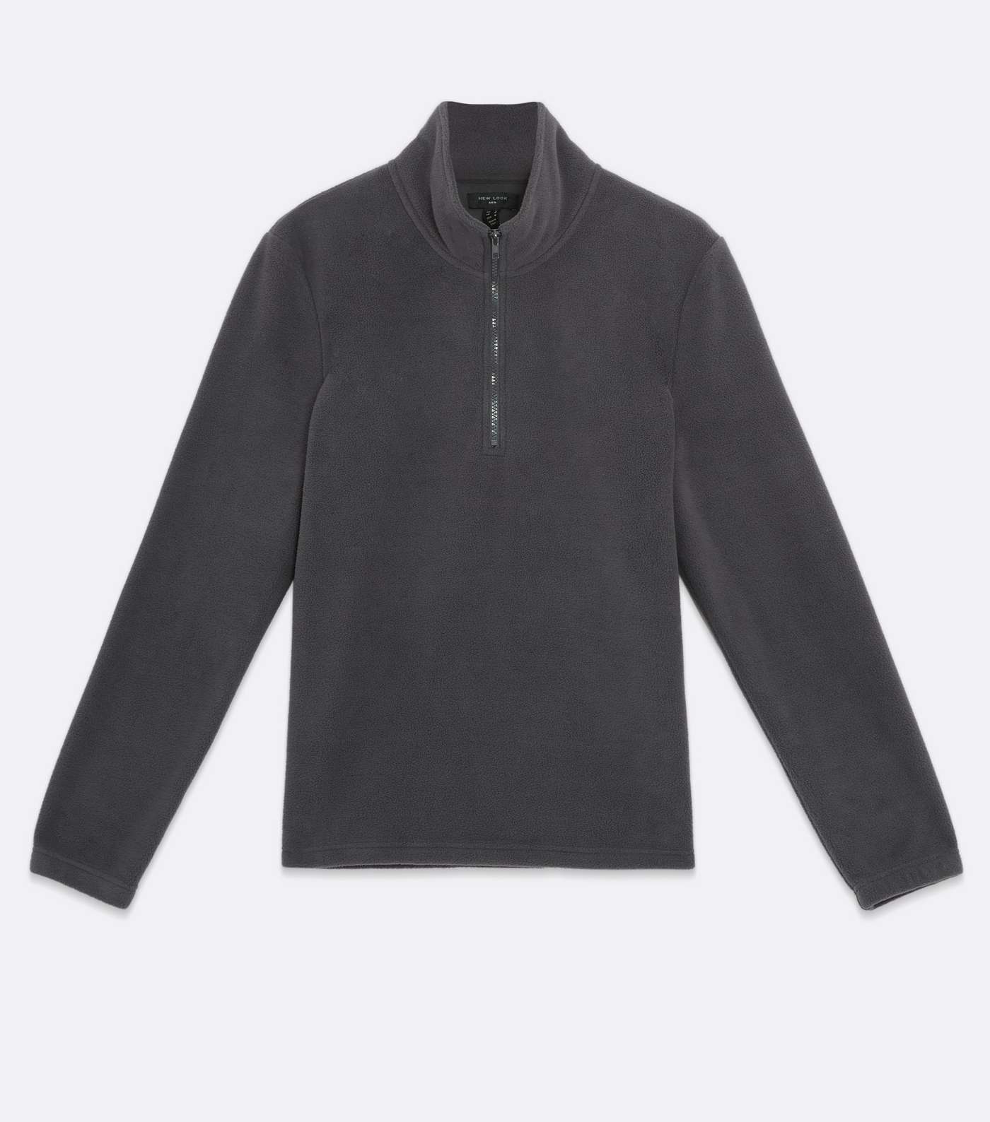 Dark Grey Fleece Zip High Neck Sweatshirt Image 5