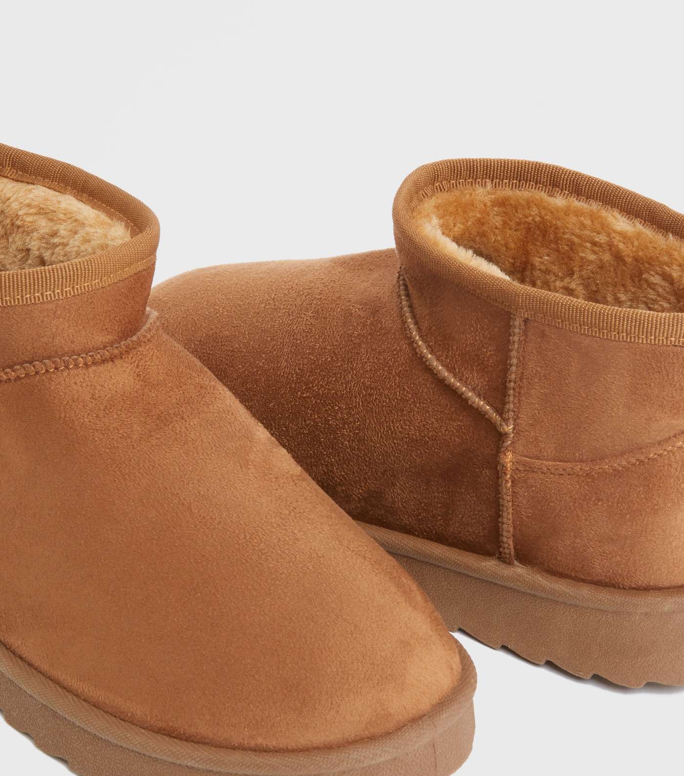 Girls Tan Faux Shearling Lined Chunky Ankle Boots Image 4