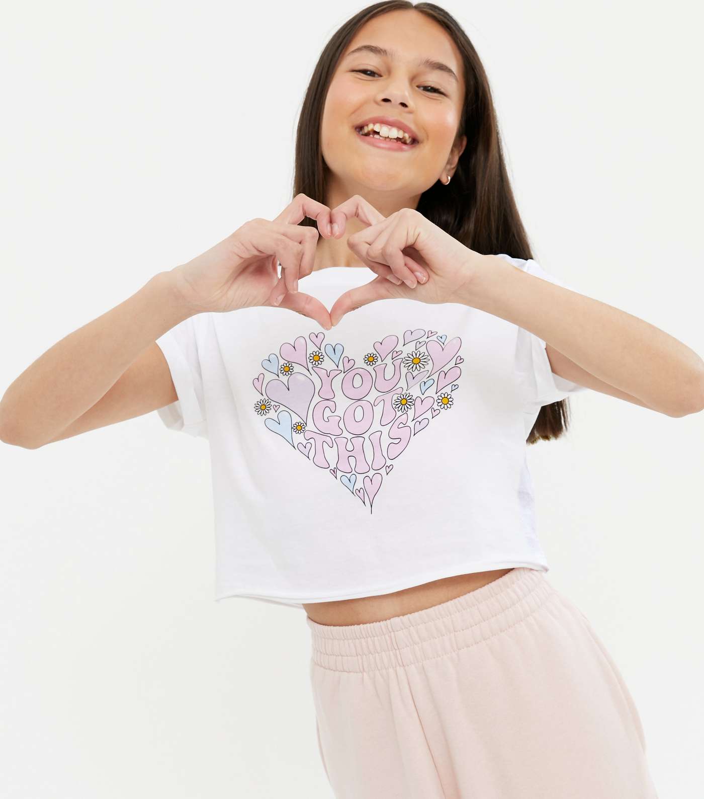 Girls White You Got This Heart Logo T-Shirt