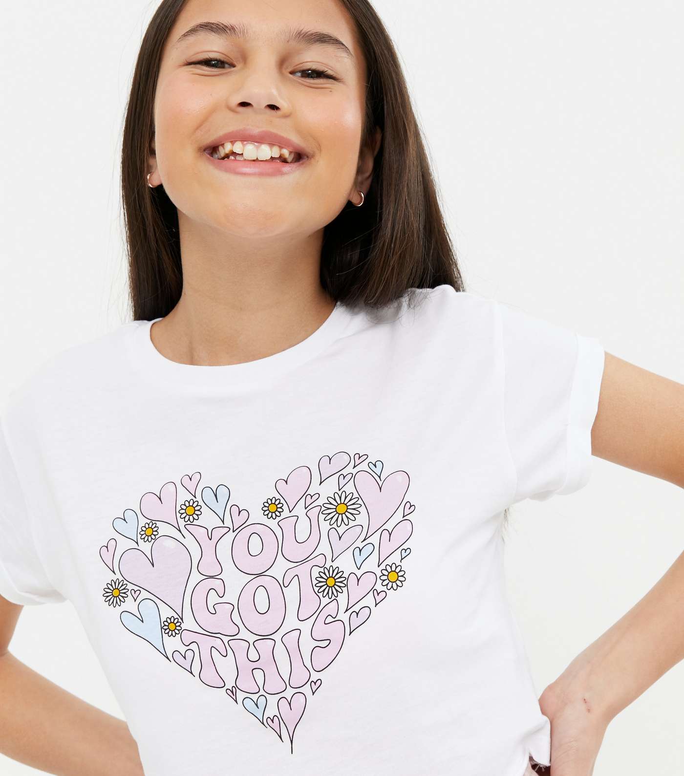 Girls White You Got This Heart Logo T-Shirt Image 3