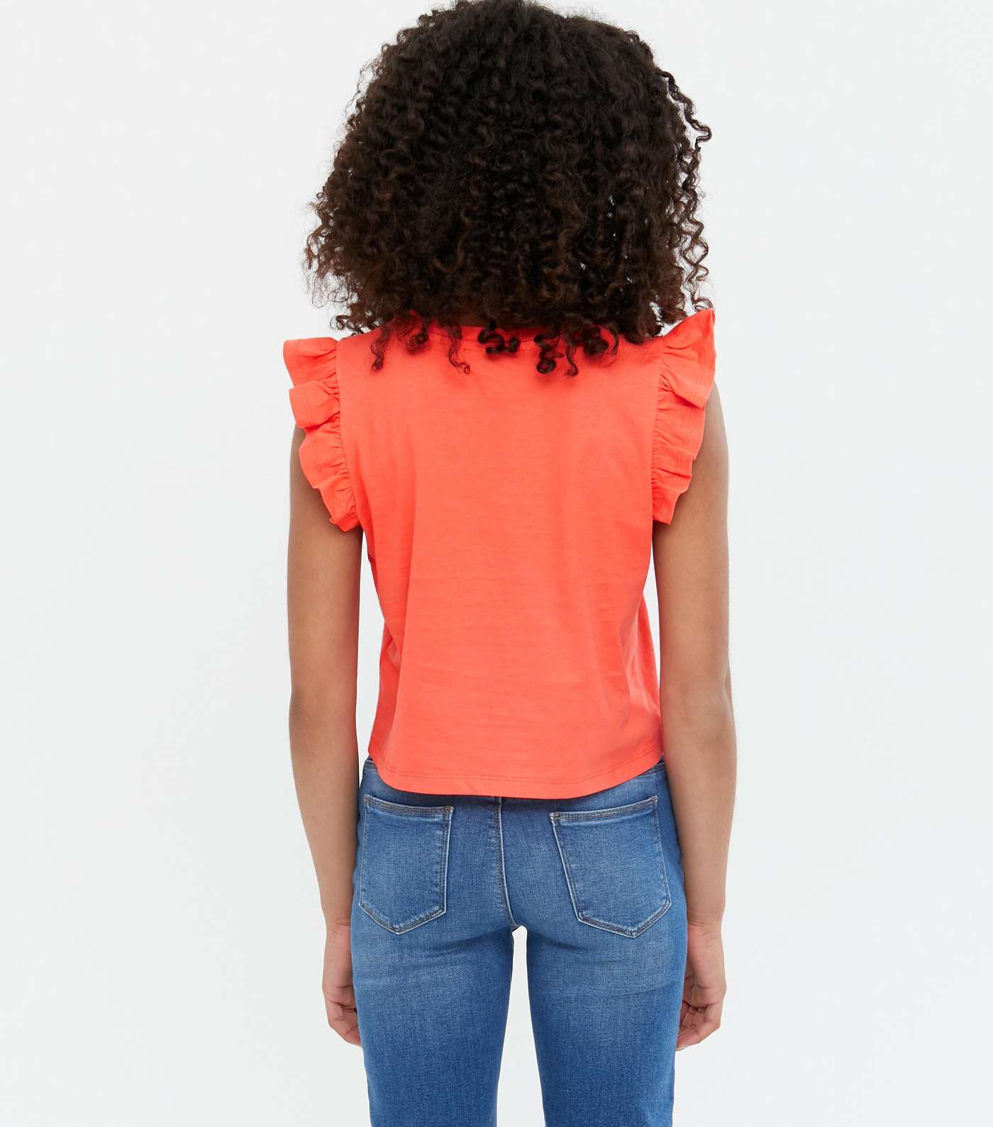 Girls Coral Frill Sleeve T-Shirt Image 4