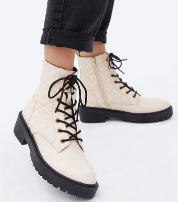 white chunky biker boots