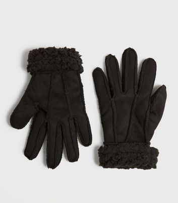 Damen Accessoires Black Faux Shearling Gloves