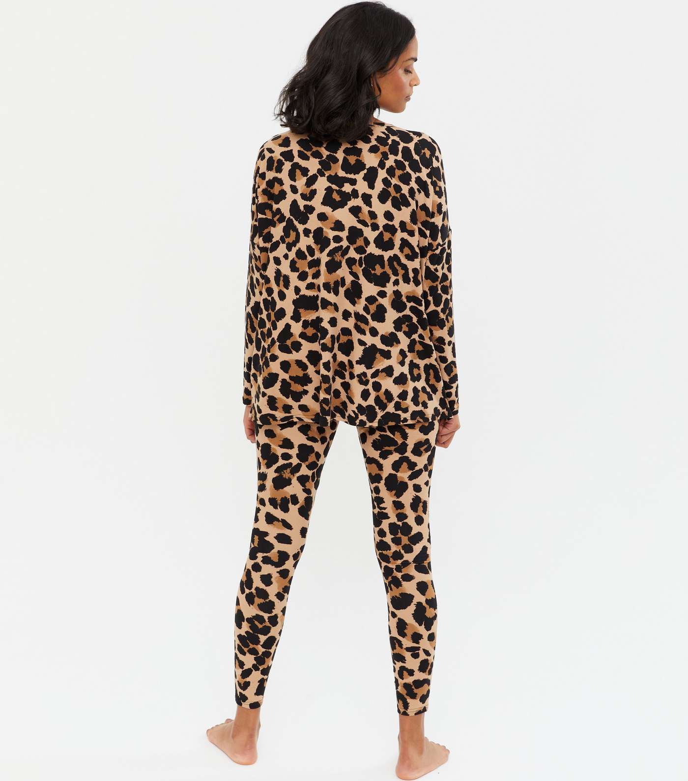Maternity Brown Leopard Print Soft Touch Legging Pyjama Set Image 4
