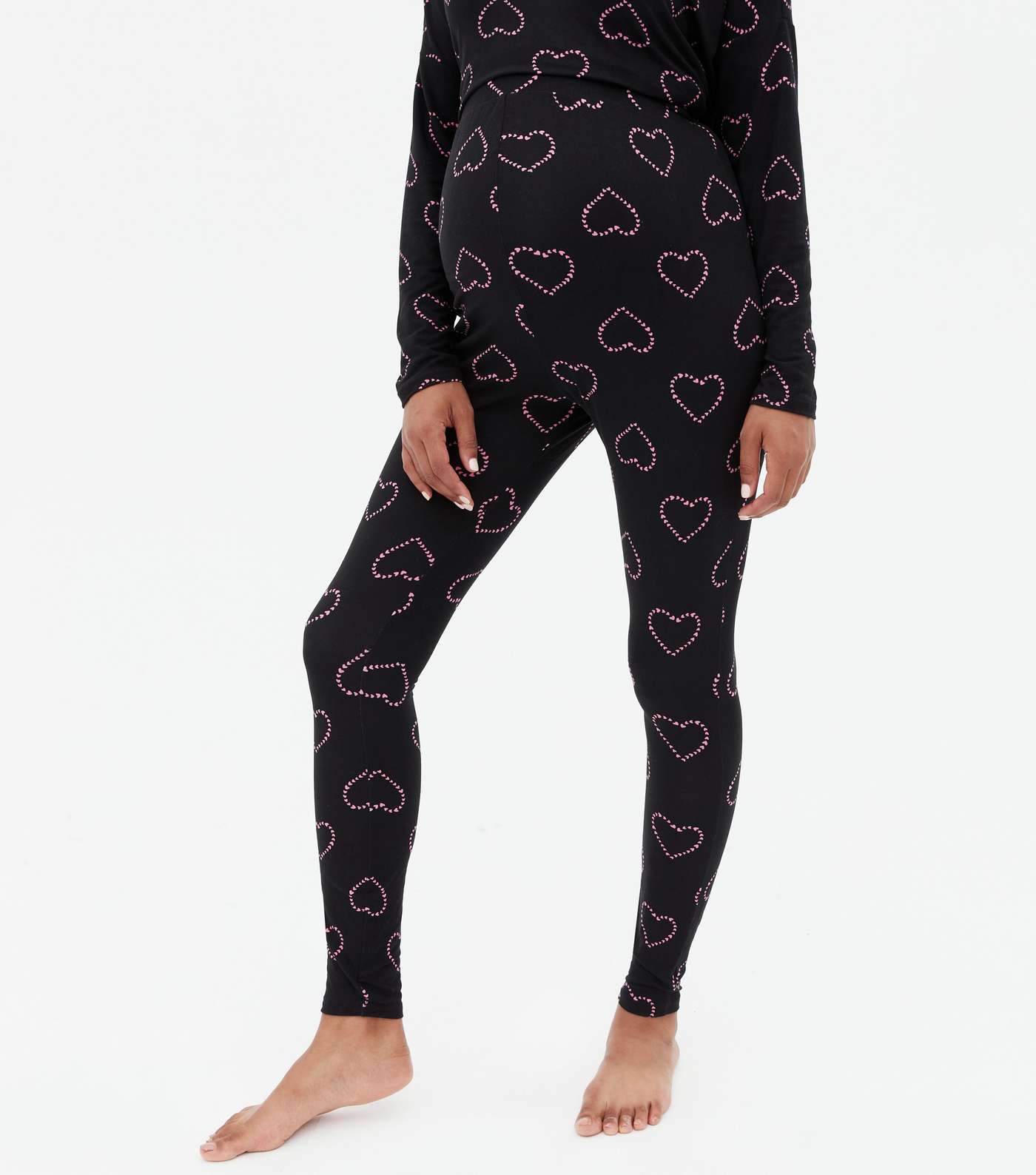 Maternity Black Heart Soft Touch Matching Family Pyjama Set Image 3