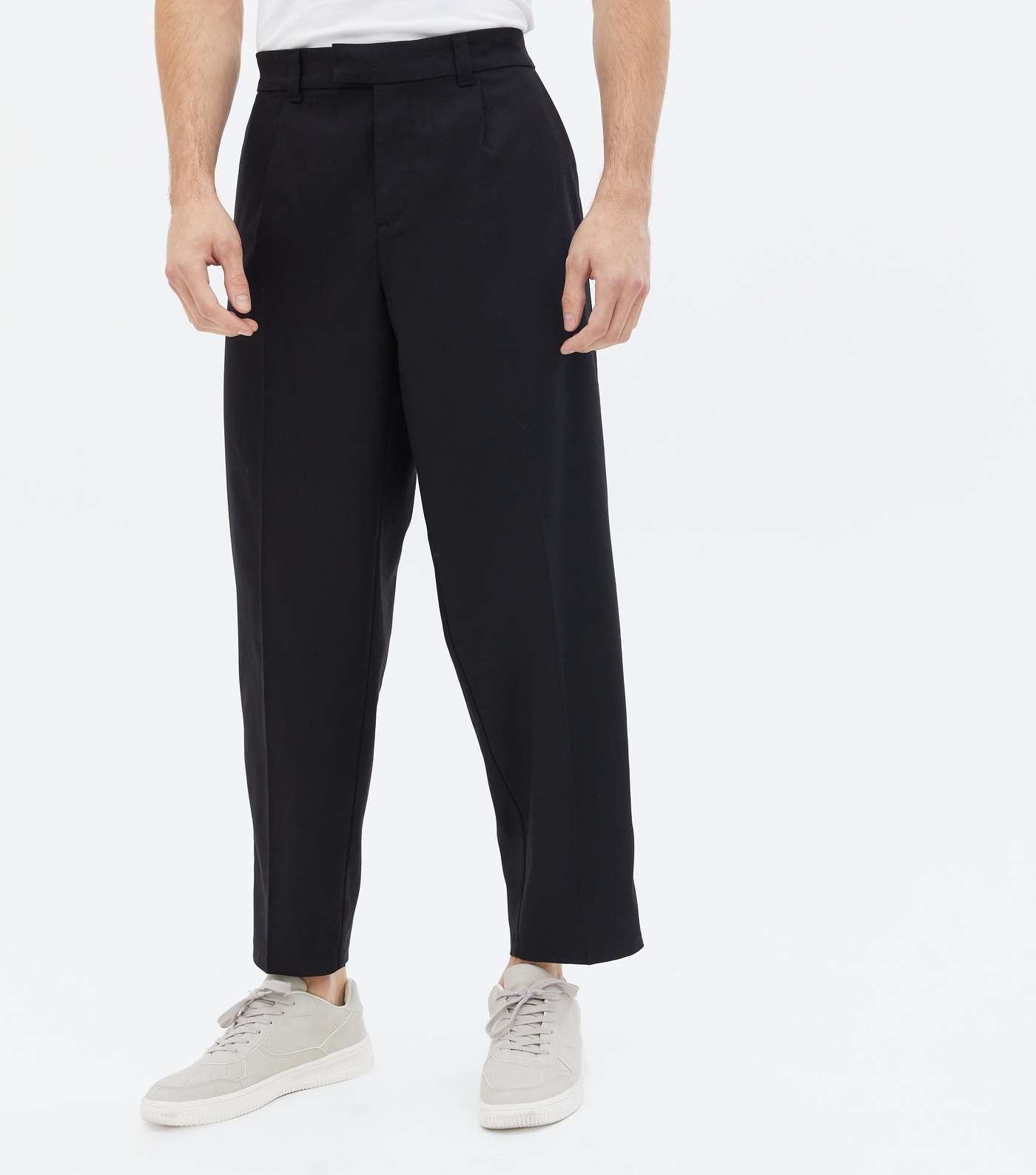 Black Relaxed Fit Straight Leg Trousers Image 2