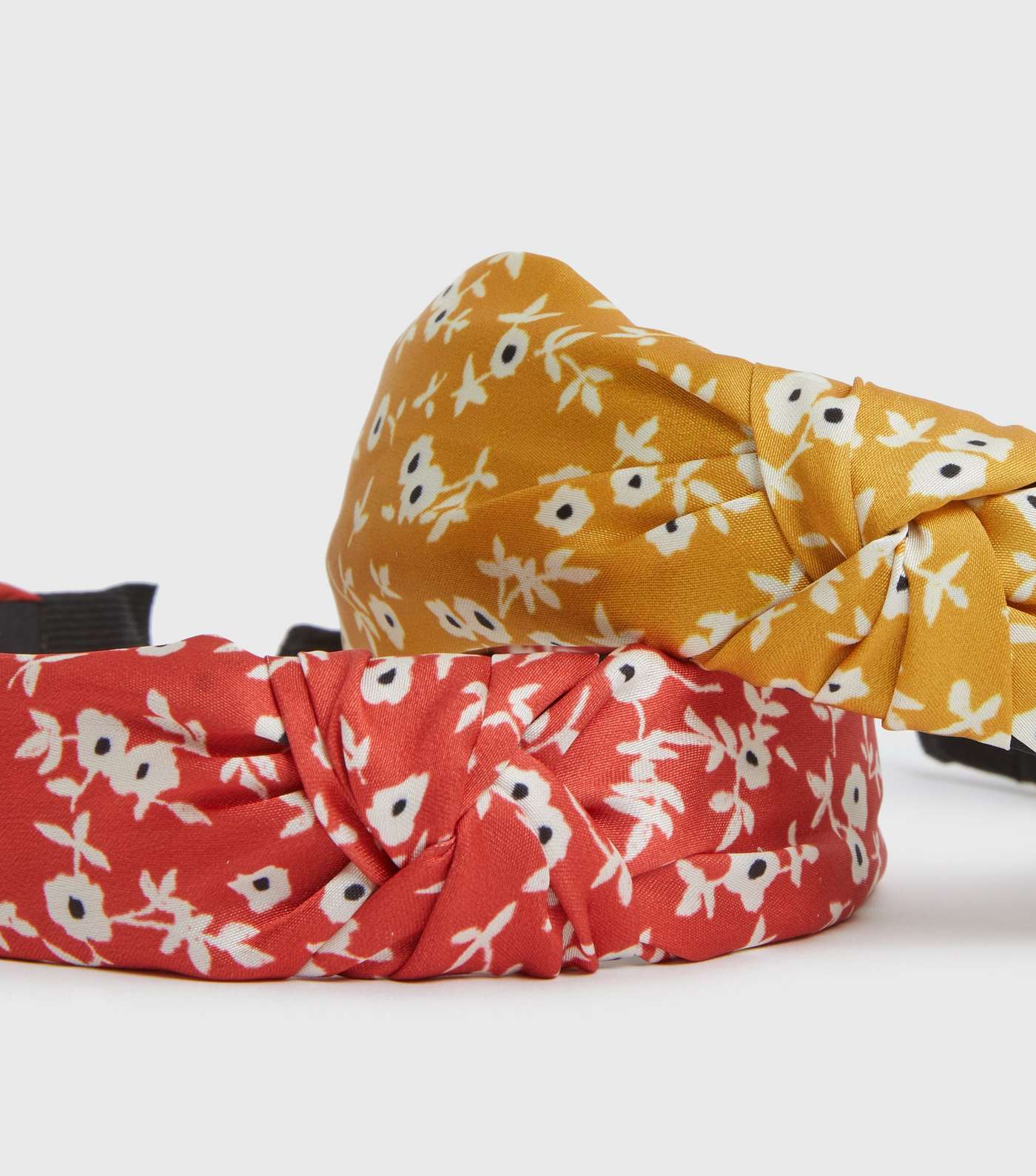 2 Pack Mustard and Red Floral Knot Headbands Image 2