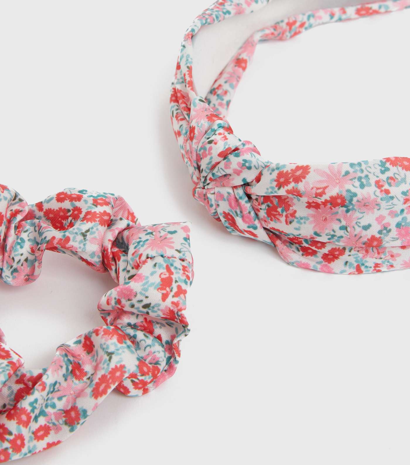 2 Pack Pink Ditsy Floral Headband and Scrunchie Image 2