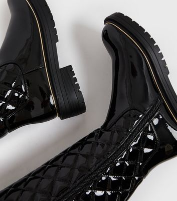 patent quilted boots