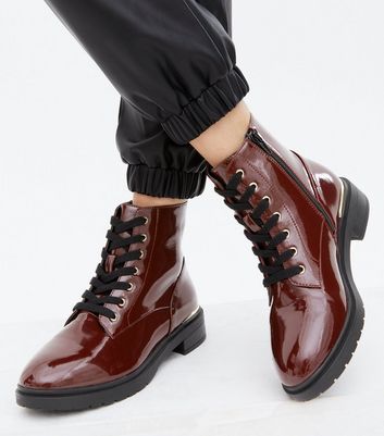 dark red patent boots