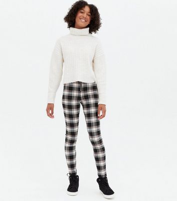 Girls Black Check Zip Front Skinny 