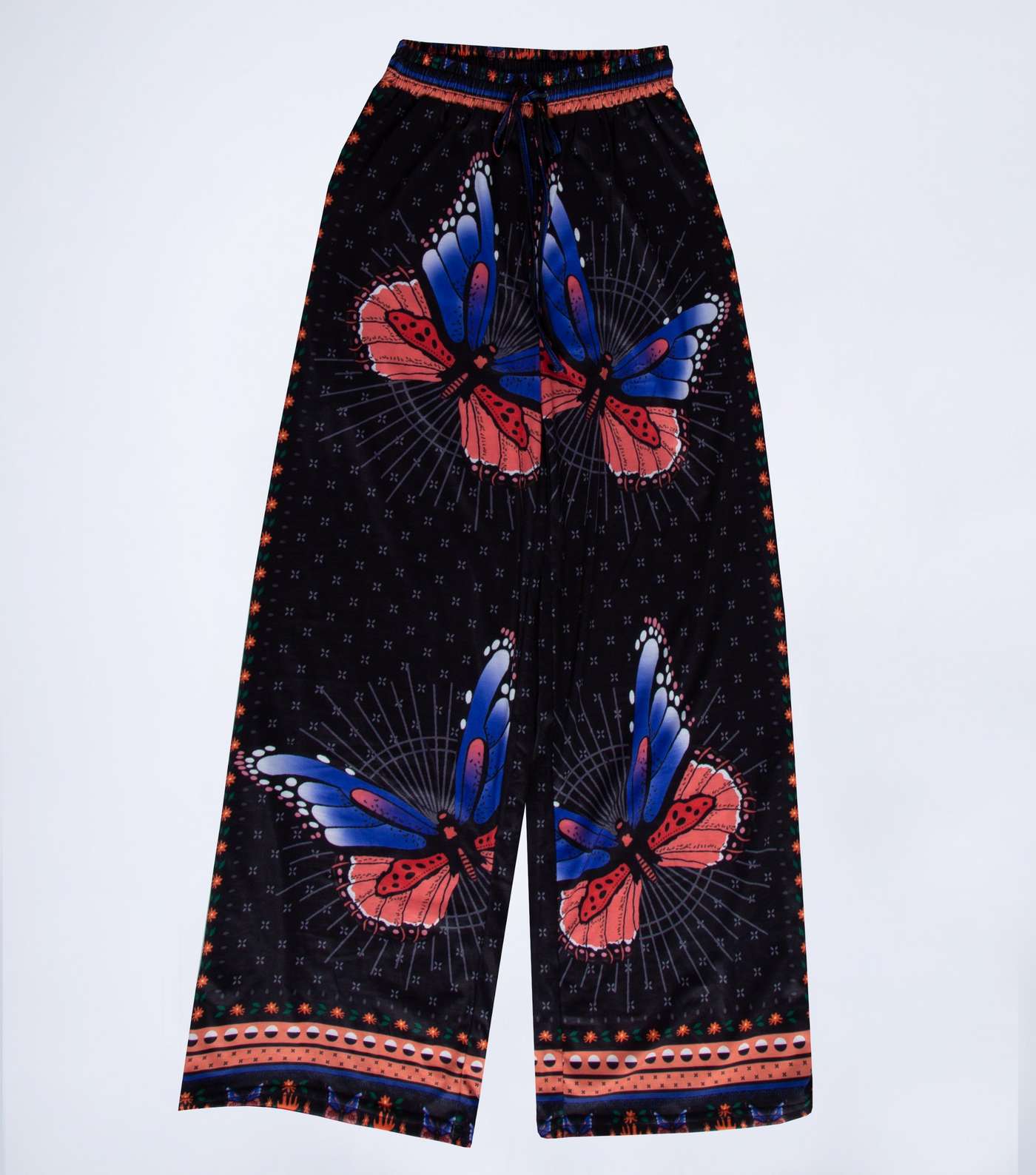 21st Mill Black Scarf Butterfly Tie Wide Leg Trousers Image 5