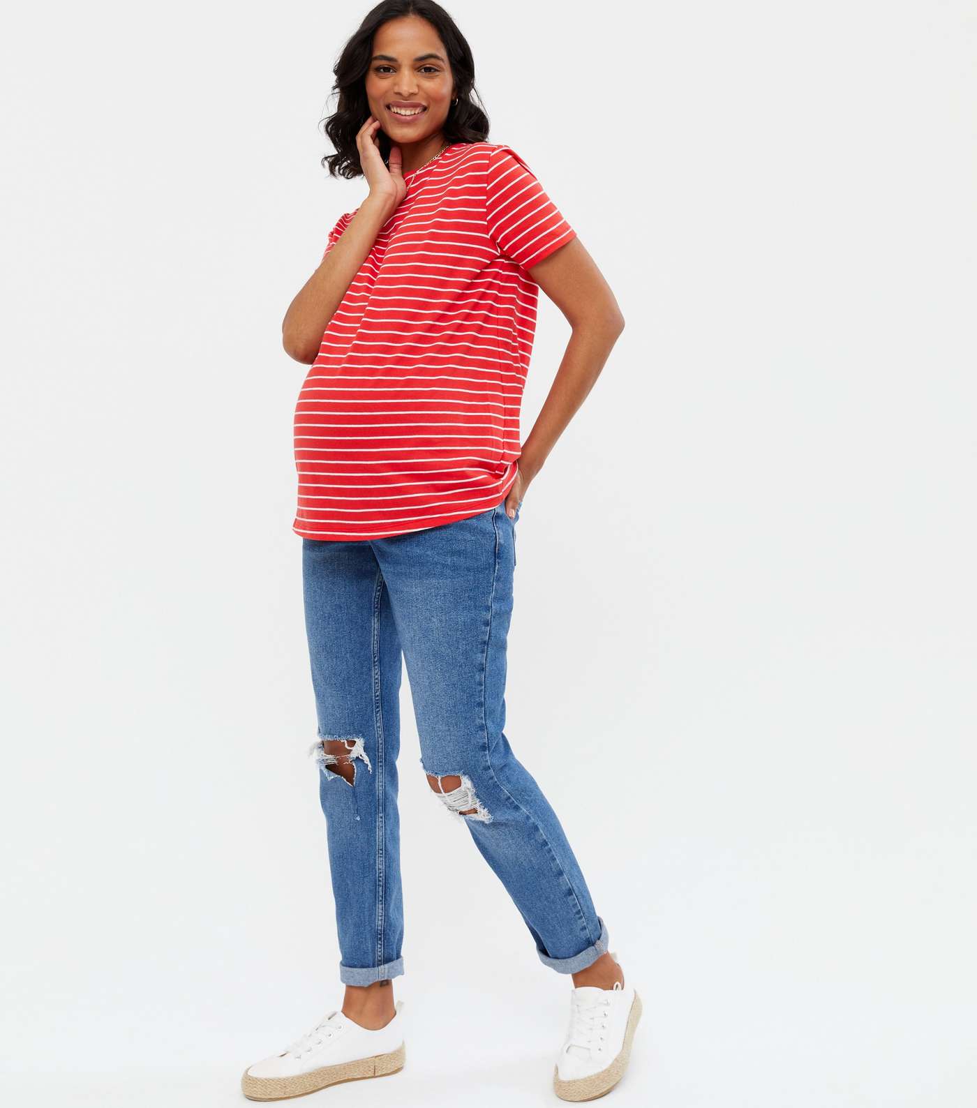 Maternity Red Stripe T-Shirt Image 2