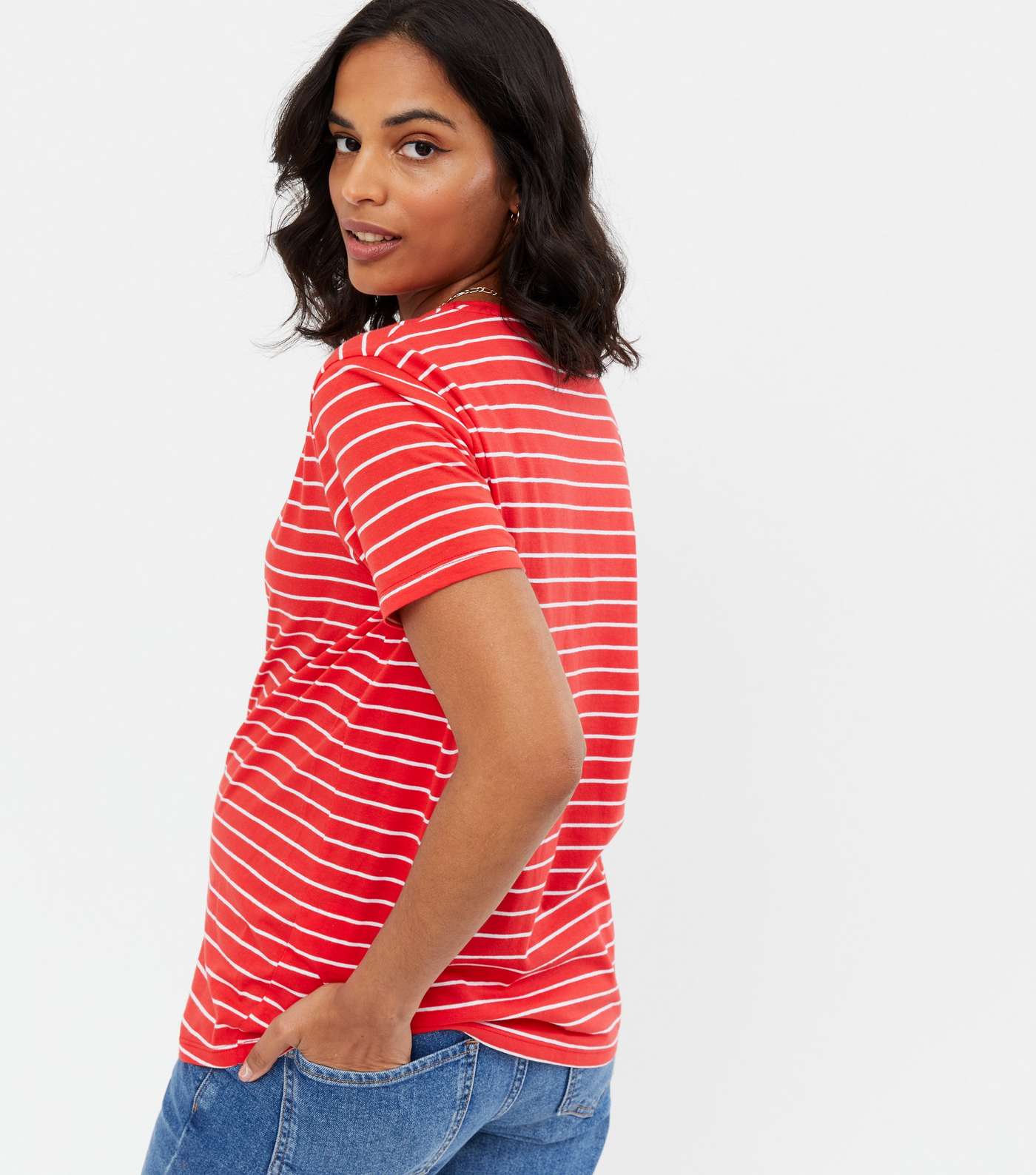 Maternity Red Stripe T-Shirt Image 4