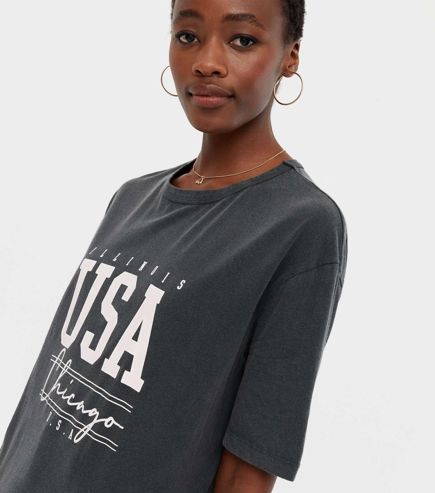 Tall Grey USA Logo T-Shirt Image 3