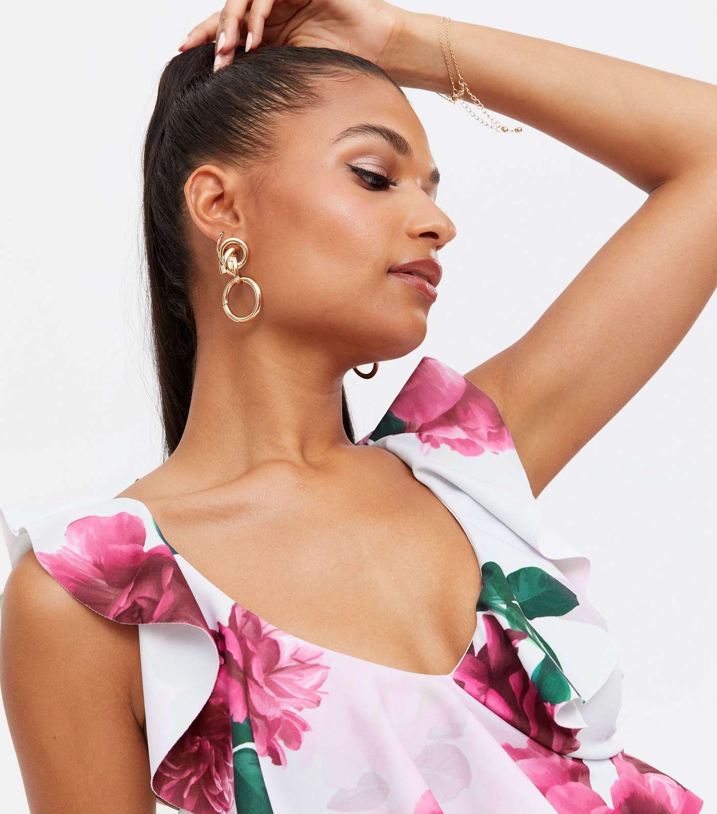 Pink Floral Ruffle Playsuit  Image 3